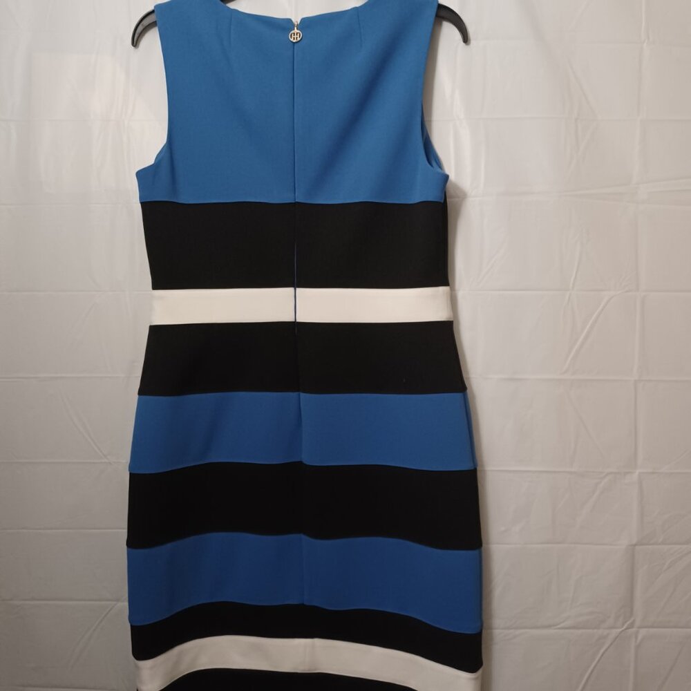 TOMMY HILFIGER STRIPED SLEEVELESS SHEATH DRESS SIZE 10 - Picture 2 of 15